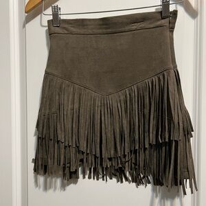 Altr'd State XS Brown fringe Miniskirt